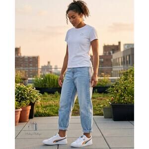 Puma Clyde Glitch Rainbow Striped White Leather Sneakers Size 8.5